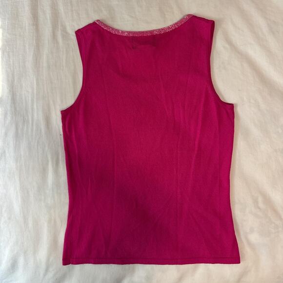 y2k hot pink beaded sparkle tank top xs - Picture 6 of 7